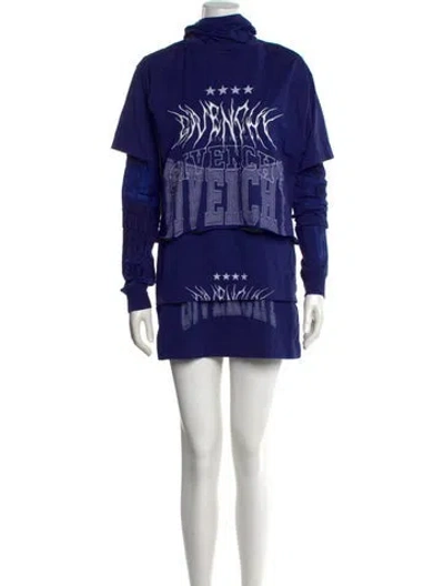 Pre-owned Givenchy Graphic Print Mini Dress In Blue