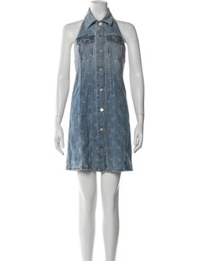 Pre-owned Givenchy Graphic Print Mini Dress In Blue