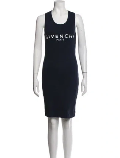 Pre-owned Givenchy Graphic Print Mini Dress In Blue