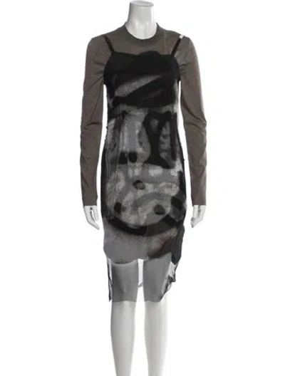 Pre-owned Givenchy Graphic Print Mini Dress In Gray