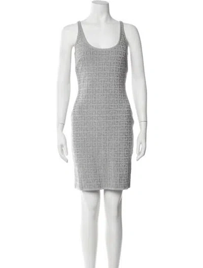 Pre-owned Givenchy Graphic Print Mini Dress In Grey