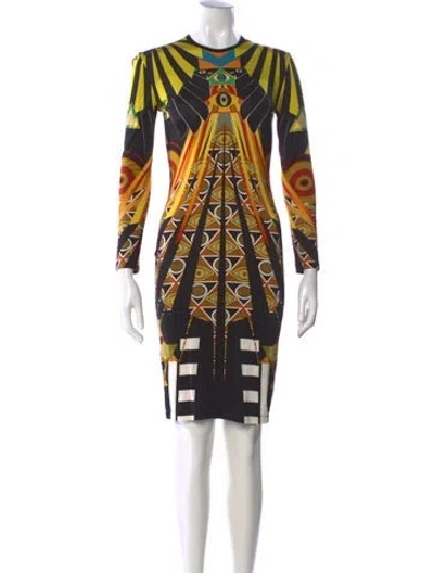 Pre-owned Givenchy Graphic Print Mini Dress In Yellow