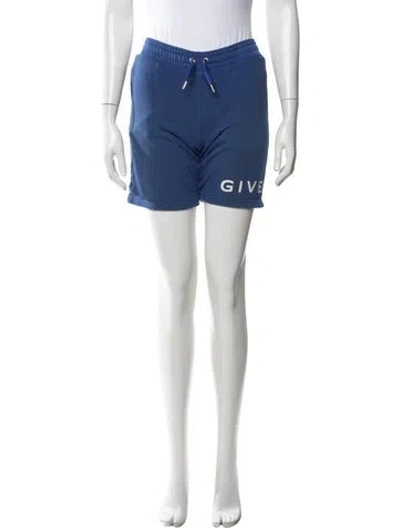 Pre-owned Givenchy Graphic Print Mini Shorts In Blue