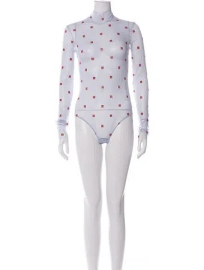 Pre-owned Givenchy Graphic Print Mock Neck Bodysuit W/ Tags In Multi