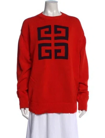 Pre-owned Givenchy Graphic Print Mock Neck Sweater In Red