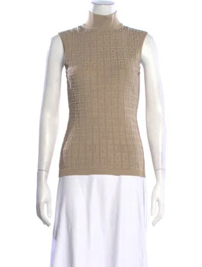Pre-owned Givenchy Graphic Print Mock Neck Top In Neutrals