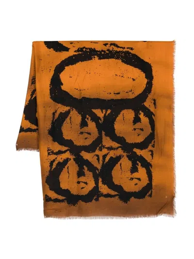 Givenchy Graphic Print Scarf In Orange