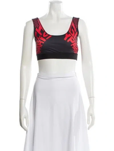 Pre-owned Givenchy Graphic Print Scoop Neck Sports Bra In Black