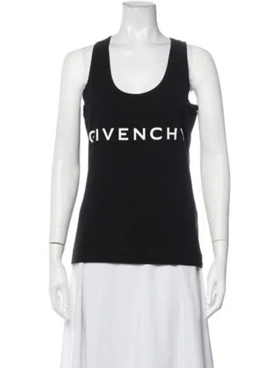 Pre-owned Givenchy Graphic Print Scoop Neck Top In Black