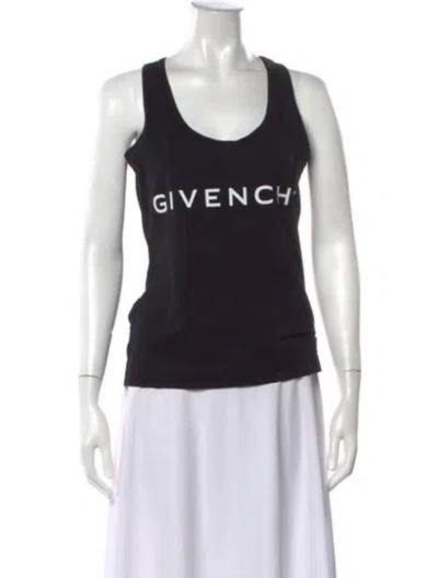Pre-owned Givenchy Graphic Print Scoop Neck Top In Black