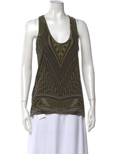 Pre-owned Givenchy Graphic Print Scoop Neck Top In Green