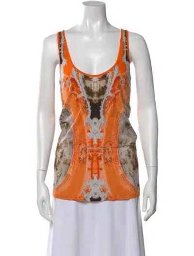 Pre-owned Givenchy Graphic Print Scoop Neck Top In Orange
