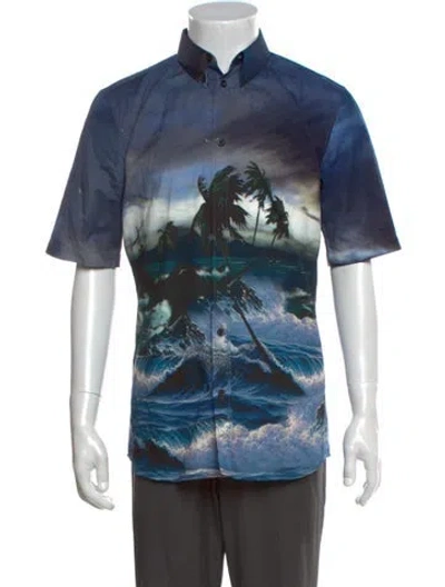 Pre-owned Givenchy Graphic Print Short Sleeve Shirt In Blue