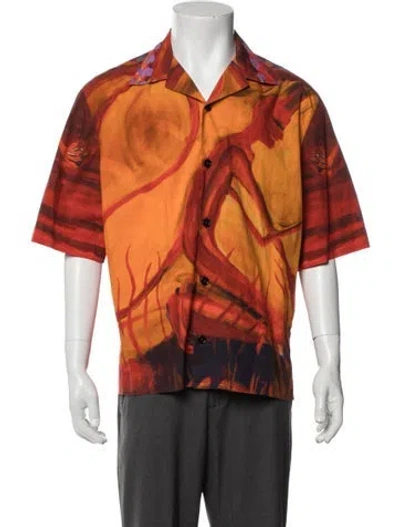 Pre-owned Givenchy Graphic Print Short Sleeve Shirt In Red