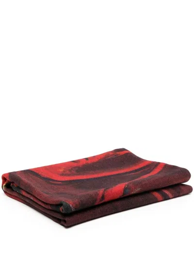 Givenchy Graphic-print Silk-wool Blanket In Burgundy