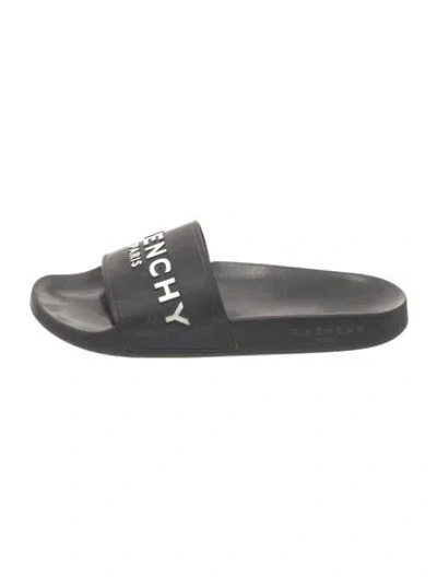 Pre-owned Givenchy Graphic Print Slides In Black/white
