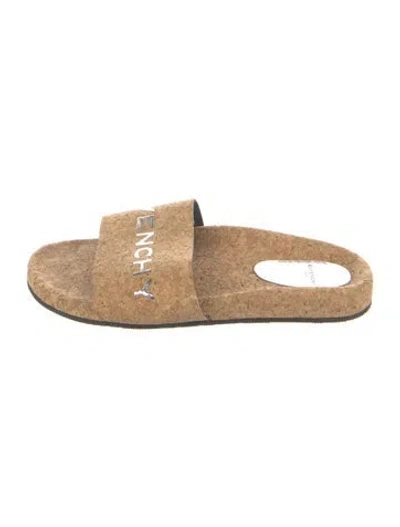 Pre-owned Givenchy Graphic Print Slides In Metallic/neutrals