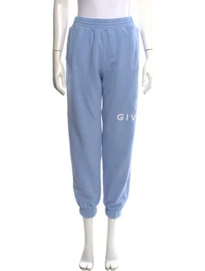 Pre-owned Givenchy Graphic Print Straight Leg Pants In Blue