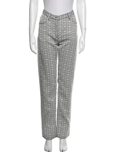 Pre-owned Givenchy Graphic Print Straight Leg Pants W/ Tags In Grey/white