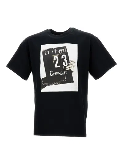 Givenchy Mens Black Archive-print Crewneck Cotton-jersey T-shirt