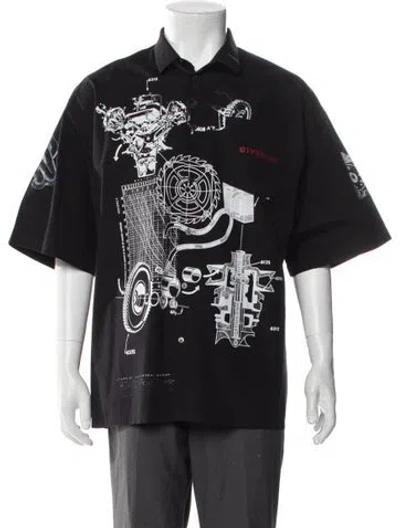 Pre-owned Givenchy Graphic Print Three-quarter Sleeve Shirt In Gray