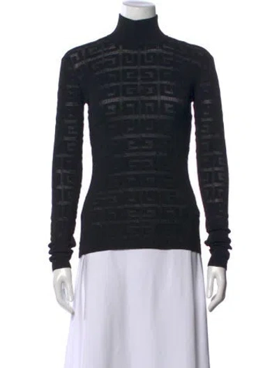 Pre-owned Givenchy Graphic Print Turtleneck Sweater In Black