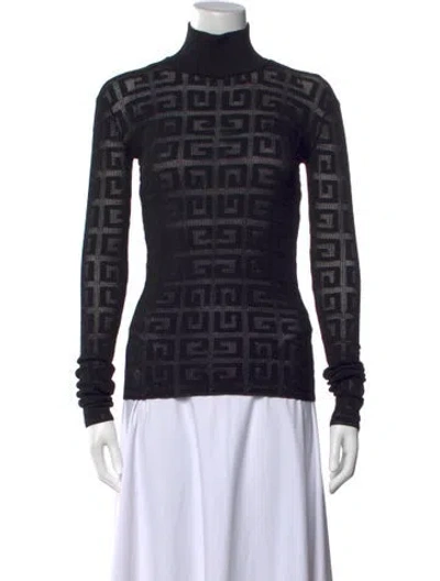 Pre-owned Givenchy Graphic Print Turtleneck Sweater In Black
