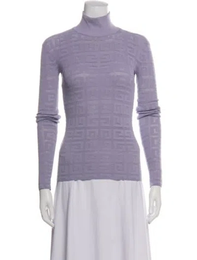 Pre-owned Givenchy Graphic Print Turtleneck Sweater In Purple