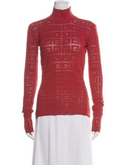 Pre-owned Givenchy Graphic Print Turtleneck Sweater In Red