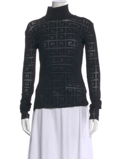 Pre-owned Givenchy Graphic Print Turtleneck Top In Black