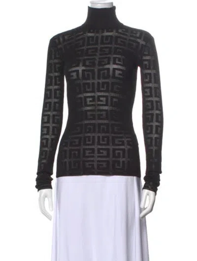Pre-owned Givenchy Graphic Print Turtleneck Top In Black