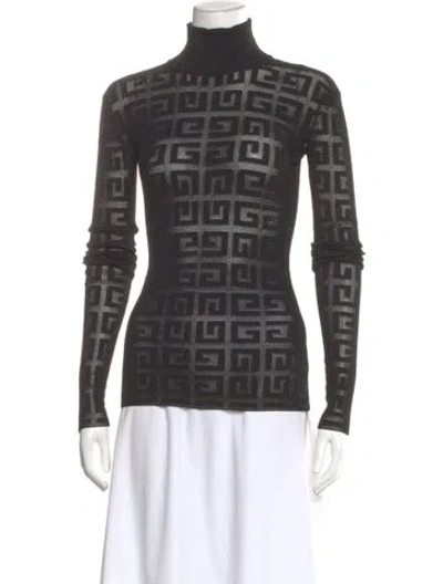 Pre-owned Givenchy Graphic Print Turtleneck Top In Gray