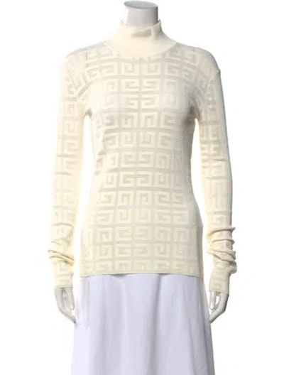 Pre-owned Givenchy Graphic Print Turtleneck Top In Neutrals