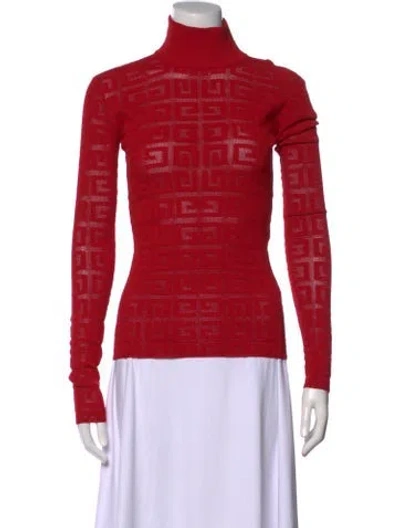 Pre-owned Givenchy Graphic Print Turtleneck Top In Red