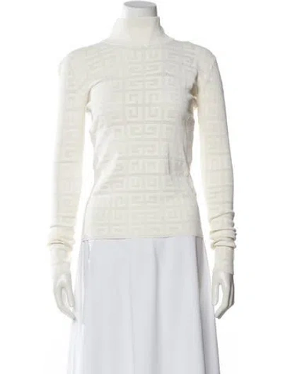 Pre-owned Givenchy Graphic Print Turtleneck Top In White