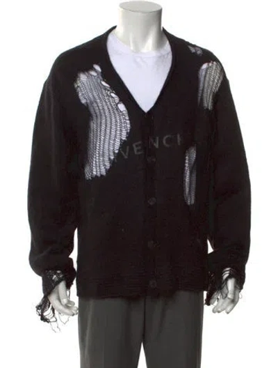 Pre-owned Givenchy Graphic Print V-neck Cardigan In Black