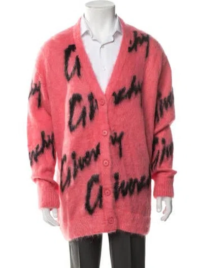 Pre-owned Givenchy Graphic Print V-neck Cardigan In Pink
