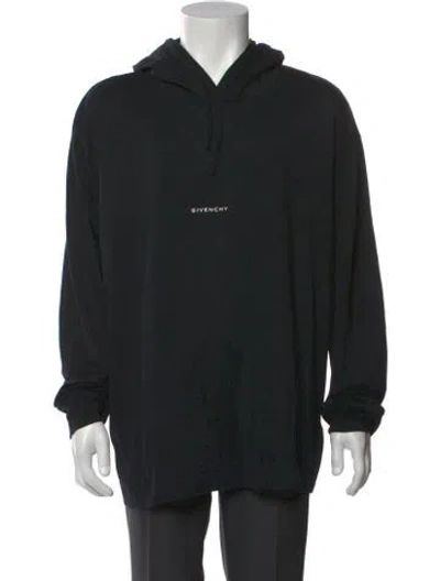 Pre-owned Givenchy Graphic Print V-neck Hoodie In Black