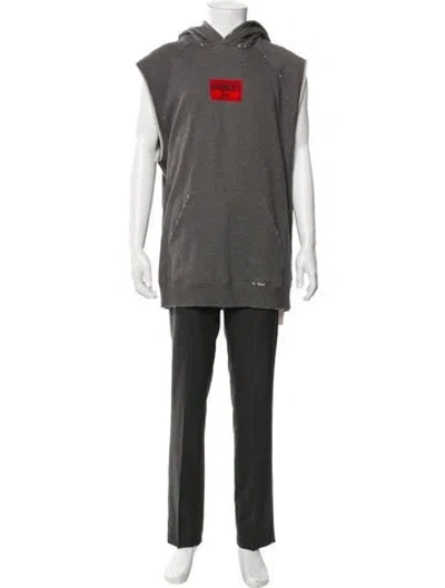 Pre-owned Givenchy Graphic Print V-neck Hoodie In Gray