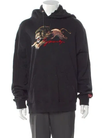 Pre-owned Givenchy Graphic Print V-neck Hoodie In Gray