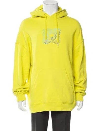 Pre-owned Givenchy Graphic Print V-neck Hoodie In Yellow