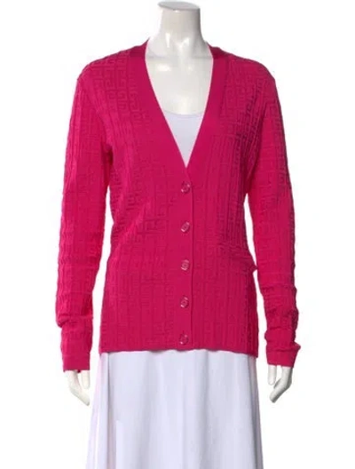 Pre-owned Givenchy Graphic Print V-neck Sweater In Pink