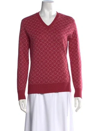 Pre-owned Givenchy Graphic Print V-neck Sweater In Pink