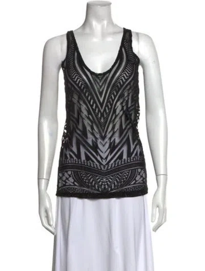 Pre-owned Givenchy Graphic Print V-neck Top In Black
