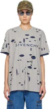 Givenchy Distressed Crewneck T-shirt In 063-grey/blue