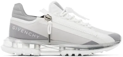 GIVENCHY GRAY & WHITE SPECTRE ZIP FAUX-LEATHER SNEAKERS
