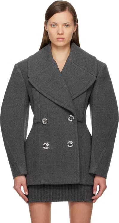 Givenchy Gray Cocoon Peacoat