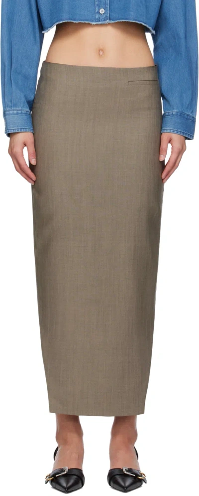 GIVENCHY GRAY FRONT KICK MIDI SKIRT