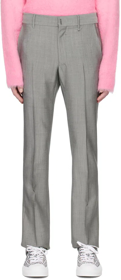Givenchy Gray Zip Trousers In 004-black/white