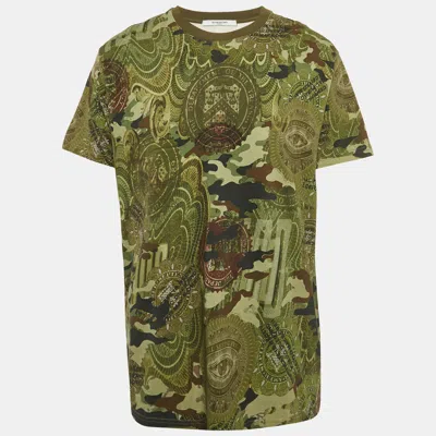 Pre-owned Givenchy Green Camouflage Print Jersey T-shirt S